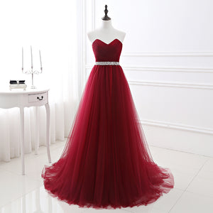 Wine Red Evening Dress Formal Tulle Dresses